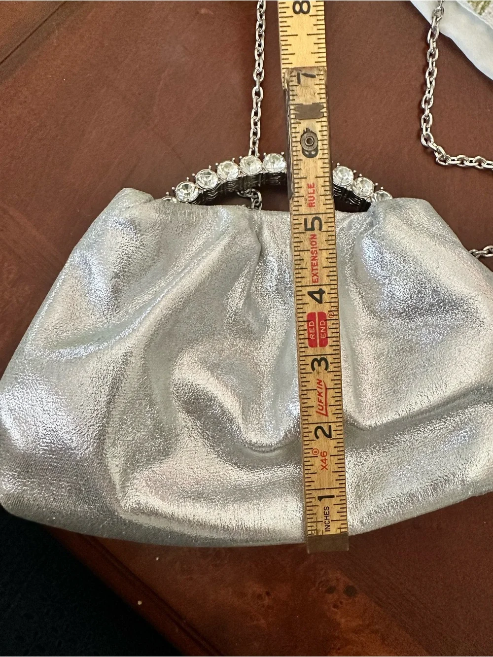 Silver Crystal-Handle Evening Clutch